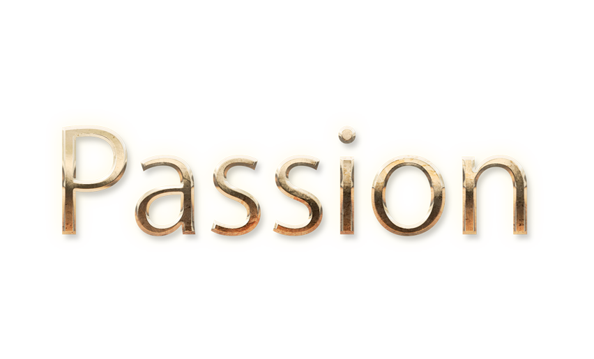 WORD PASSION gold text typography PNG images free